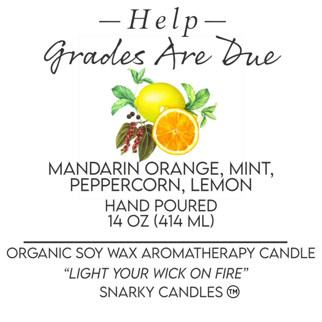 Help Grades Are Due 14 oz Organic Soy Wax Candle