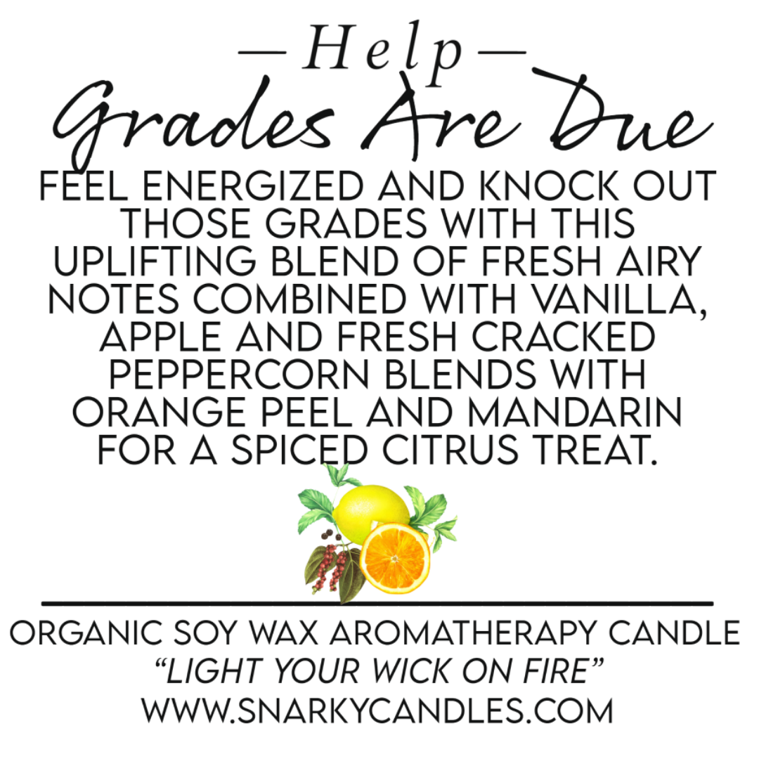 Help Grades Are Due 14 oz Organic Soy Wax Candle